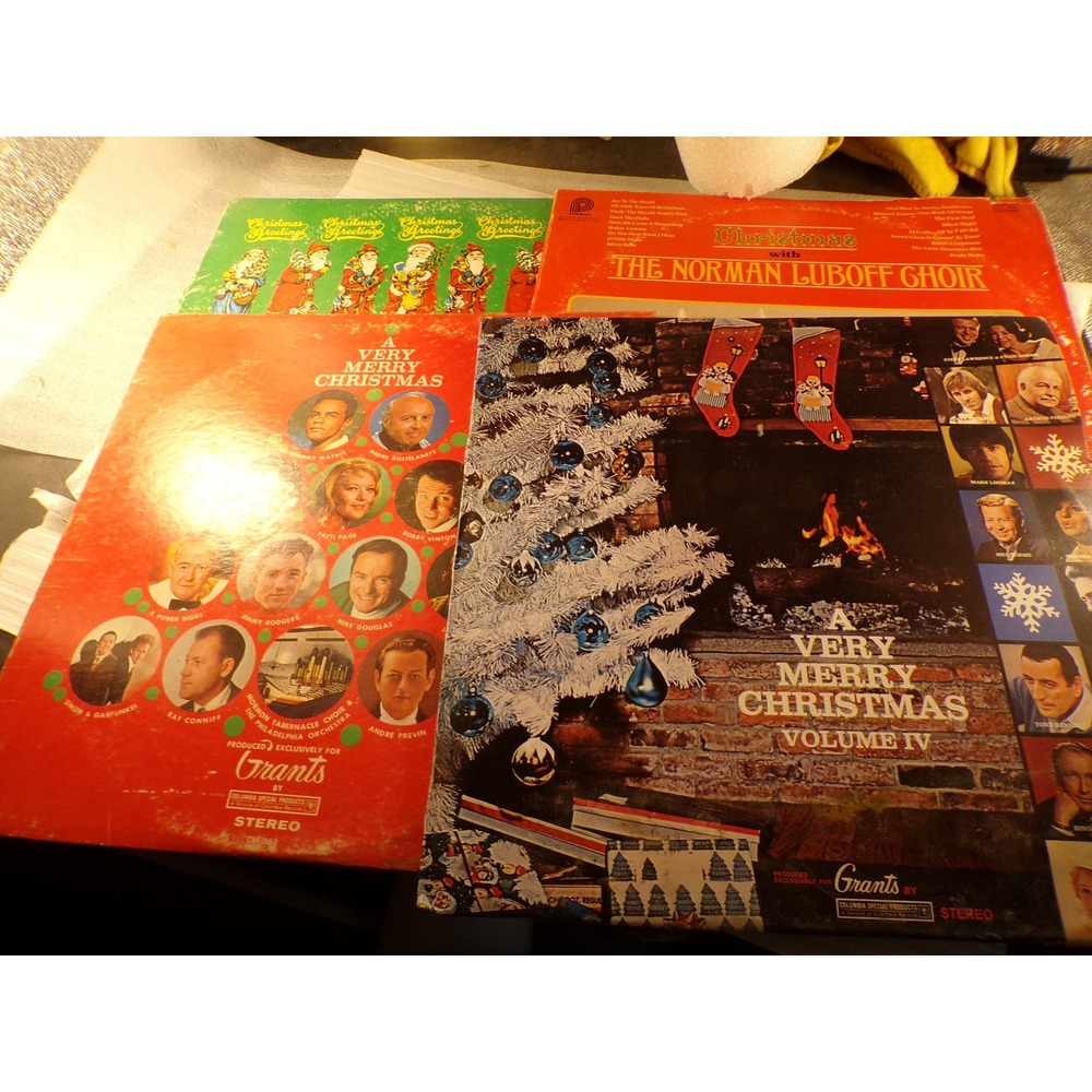 Lot of 4 Vintage Christmas Vinyl Records A Very Merry Christmas Norman Luboff LP
